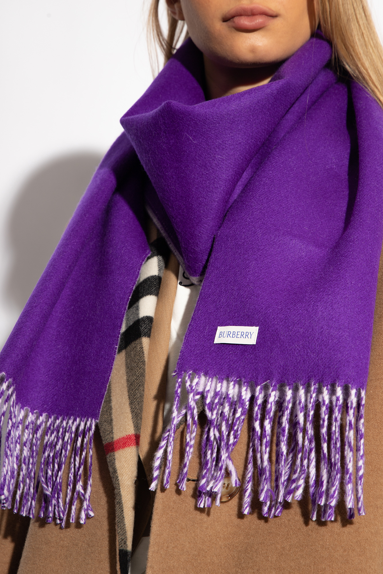 Burberry cashmere scarf sale purple